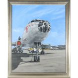 An oil painting on canvas entitled 'Fill 'er Up' by Charles Manetta (member of the Guild of Aviation