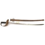 An 1864 pattern cavalry trooper’s sword, slightly curved fullered blade 35½”, marked “Mole Birmm” on
