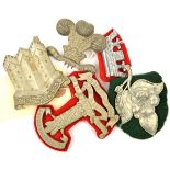 5 yeomanry NCO’s WM arm badges: Leicester, Northumberland, Wiltshire and Worcester, chromed D of