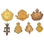 7 yeomanry cap badges: Sussex (1478, 1479 and 1480), Lancs Hussars (1472), Lincolnshire brass and