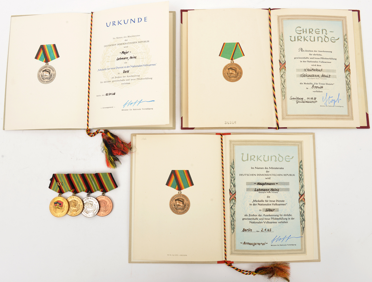 A group of 4 German Democratic Republic medals for service in the “Nationalen Volksarmee” in bronze,