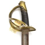 A continental light cavalry trooper’s sword, similar to the French M1822, curved fullered blade 34½”
