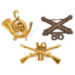 3 19th century US army kepi badges, “B” Company 10th Infantry Regiment, C Company 25th Infantry