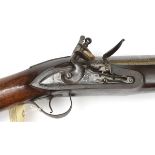 A massive heavy flintlock punt gun or wall piece, 79” overall, barrel 62” with small bead fore