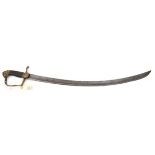 An early 19th century continental cavalry trooper’s sword, curved, fullered blade 29½”, brass