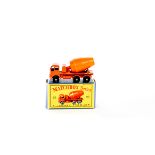 A Matchbox Series Foden Cement Mixer (26b). With orange cab, chassis and barrel. Black plastic