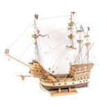 A scratch-built model of the Mary Rose. A well-constructed and detailed wooden model by Brian