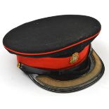 A Royal Army Ordnance Corps officer’s blue service dress cap, gilt and silvered KC badge, gilt