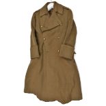 A WWII RA major’s khaki greatcoat, with regimental buttons; another similar marked “ E J Turner 1/