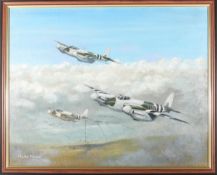 An oil painting on canvas entitled 'Overlord' by Charles Manetta (member of the Guild of Aviation