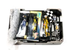 3x 1:18 scale F1 racing cars driven by Damon Hill. An Onyx Williams Renault in blue and white Elf