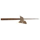 The head of a late 16th century halberd, with 15” spike of lozenge section, straight edge blade