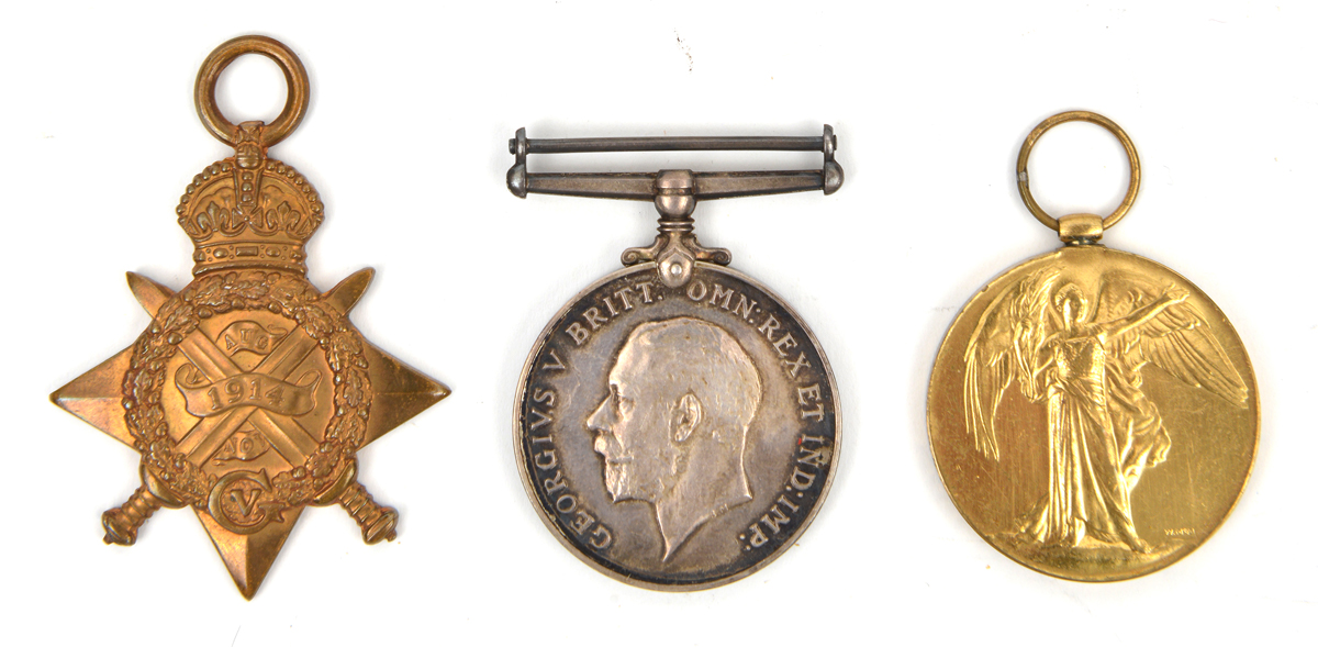 Three: 1914 star, BWM, Victory (7961 Pte W G Arnold 2/R Suss. R); with Infantry Record Office