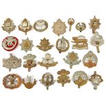 24 different infantry cap badges, including Leicester, Cheshire 1st patt and 2nd patt (slide