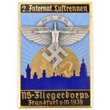 A Third Reich NSFK single sided rectangular gilt and enamel plaque, 2¼” x 3½”, with superimposed