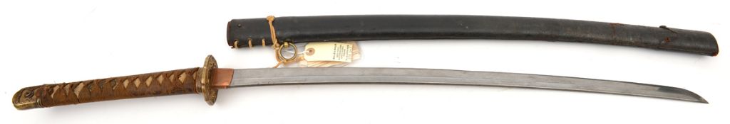 A Japanese officer’s WWII sword katana, c 1940, blade 26½” signed “Seki Fujiwara Yoshitaka” with