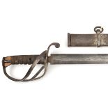 An 1821 pattern light cavalry trooper’s sword, in scabbard. QGC (backstrap/pommel missing, worn/