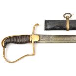 An early 19th century continental cavalry trooper’s sword, curved, fullered blade 32½”, DE at point,