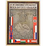 A Third Reich motorsport silvered and enamel rectangular plaque, 2½” x 3½”, embossed with the