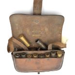 A brown leather pouch for Snider cartridges, issued to the Artists Rifles, with provision for 10