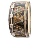 A Geo VI painted wooden bass drum of the 4th Bn The King’s Own Royal Regt (Lancaster) with