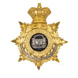 †A Vic officer’s gilt and silver plated HP of The Dorsetshire Regt, castle and key with scrolls to