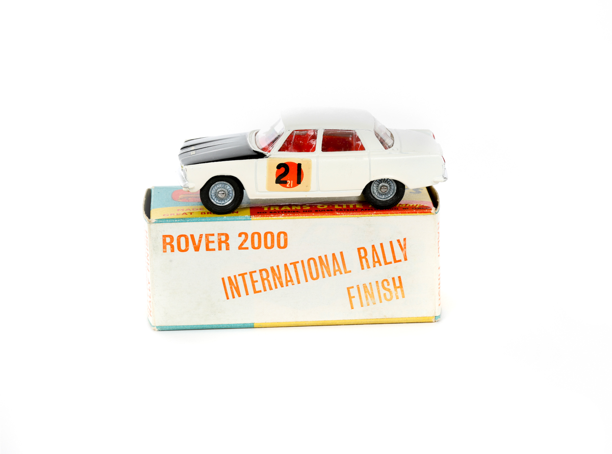 A rare Corgi Toys Rover 2000 'International Rally Finish (322). In the limited issue white with