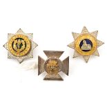 3 officers small gilt and silver plated sidecap badges: R Lincoln blue enamel centre, Cheshire green