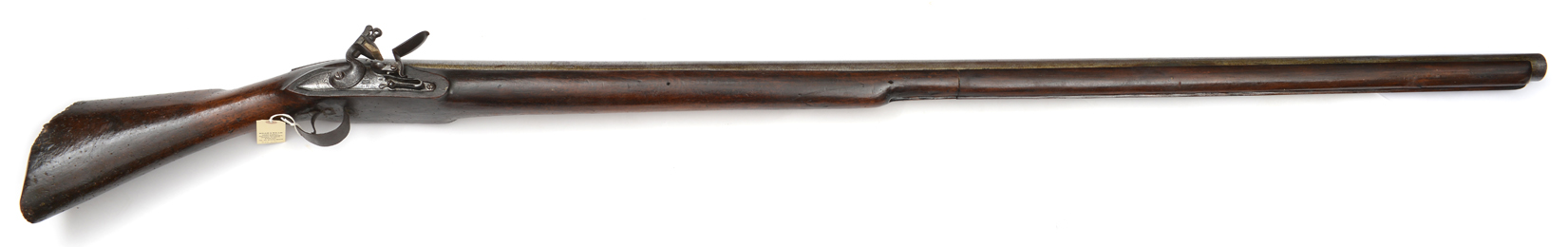 A massive heavy flintlock punt gun or wall piece, 79” overall, barrel 62” with small bead fore - Image 2 of 2