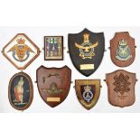A collection of 12 plaques comprising HMS Juno, Australian Infantry Battalion Association, HMS