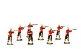 A set of Britains Black Watch from Set No.122 c. 1901 to 1908 with early style oval bases, 8 figures