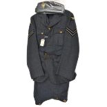 A WWII period RAF Corporal’s uniform, comprising: sidecap with buttons and badge (worn); 4 pocket