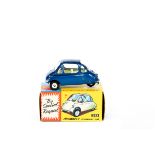 A Corgi Toys Heinkel Trojan (233) in metallic blue with lemon yellow interior. Boxed. VGC, minor