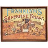 A coloured advertisement tobacco poster Franklyn’s Superfine Shagg depicting troops standing and