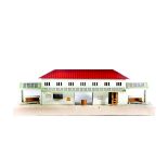 A 1950s 0 Gauge Railway Station in Continental outline by Kibri. A through station with red roof and