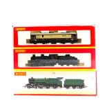 3 Hornby OO gauge locomotives. A GWR King Class 4-6-0 tender loco, King James I 6011, in lined