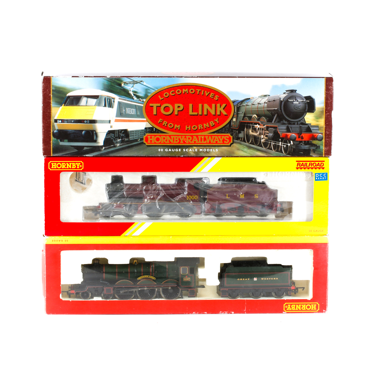 3 Hornby OO gauge locomotives. A BR Schools Class 4-4-0 tender loco, Westminster 30908, in lined