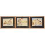 3 World War II period German watercolour cartoons, depicting the antics of the crew of a U Boat;