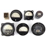 5 WWII German electrical gauges, probably from aircraft, in bakelite cases, one dated 1940, one with