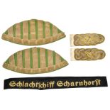 A pair of Third Reich Luftwaffe Generals shoulder boards (worn); a pair of Police musicians’s “