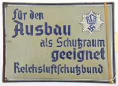 A Third Reich rectangular embossed tin RLB wall plaque, 10¼” x 7½”, with first pattern RLB device in