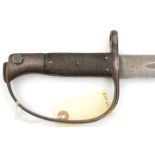 An 1879 pattern sword bayonet for Martini Henry Artillery carbine, saw backed blade with stamps at