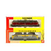 2 Fleischmann 'OO' gauge locomotives. A Netherlands Railways Co-Co Electric Locomotive, RN 1215.