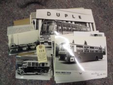 100 plus black and white photos of British/Continental buses and coaches as used in commercial