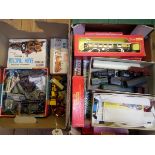 Quantity of various makes. 2 MARX battery operated toys- Farm Tractor - with plough, rake and disc
