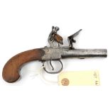 A 48 bore flintlock boxlock pocket pistol, c 1800, 7¼” overall, turn off barrel 2” with unofficial