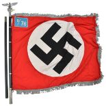 A Third Reich SA standard, approximately 53” x 40” with overlaid swastika and embroidered white on
