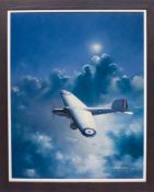 An oil painting on board of a Fairey Mail plane by Charles Thompson (member of the Guild of Aviation