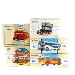 15 Corgi Classics buses and coaches. Including; Sunbeam Trolleybus, Reading Corp (97800). Yellow