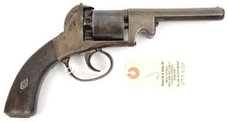 A 5 shot 60 bore Bentley type self cocking open frame percussion revolver, 9½” overall, octagonal
